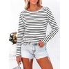 image:imageANRABESS Womens Boat Neck Tops Long Sleeve Shirts  Soft Stretchy Comfort FabricStripedamp FloralDaily Work Going Out TravelDressy CasualFall Winter Outfits ClothesWhite Black Stripe