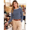 image:imageANRABESS Womens Boat Neck Tops Long Sleeve Shirts  Soft Stretchy Comfort FabricStripedamp FloralDaily Work Going Out TravelDressy CasualFall Winter Outfits ClothesBlue White Stripe