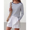 image:imageANRABESS Womens Boat Neck Tops Long Sleeve Shirts  Soft Stretchy Comfort FabricStripedamp FloralDaily Work Going Out TravelDressy CasualFall Winter Outfits ClothesNavy Blue Stripe