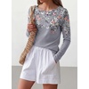 image:imageANRABESS Womens Boat Neck Tops Long Sleeve Shirts  Soft Stretchy Comfort FabricStripedamp FloralDaily Work Going Out TravelDressy CasualFall Winter Outfits ClothesGrey White Floral