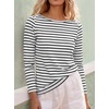 image:imageANRABESS Womens Boat Neck Tops Long Sleeve Shirts  Soft Stretchy Comfort FabricStripedamp FloralDaily Work Going Out TravelDressy CasualFall Winter Outfits ClothesWhite Black Stripe