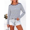 image:imageANRABESS Womens Boat Neck Tops Long Sleeve Shirts  Soft Stretchy Comfort FabricStripedamp FloralDaily Work Going Out TravelDressy CasualFall Winter Outfits ClothesNavy Blue Stripe