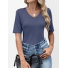 image:imageANRABESS Womens Half Sleeve Tops V Neck Shirts  Comfy Soft Basic Fit Tee Business Casual Work Daily Wear TShirts Summer Spring Trendy ClothesBlue Gray
