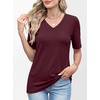 image:imageANRABESS Womens Half Sleeve Tops V Neck Shirts  Comfy Soft Basic Fit Tee Business Casual Work Daily Wear TShirts Summer Spring Trendy ClothesBurgundy