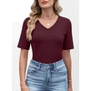 image:imageANRABESS Womens Half Sleeve Tops V Neck Shirts  Comfy Soft Basic Fit Tee Business Casual Work Daily Wear TShirts Summer Spring Trendy ClothesBurgundy