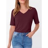 image:imageANRABESS Womens Half Sleeve Tops V Neck Shirts  Comfy Soft Basic Fit Tee Business Casual Work Daily Wear TShirts Summer Spring Trendy ClothesBurgundy