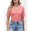 image:imageANRABESS Womens Half Sleeve Tops V Neck Shirts  Comfy Soft Basic Fit Tee Business Casual Work Daily Wear TShirts Summer Spring Trendy ClothesCoral