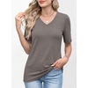 image:imageANRABESS Womens Half Sleeve Tops V Neck Shirts  Comfy Soft Basic Fit Tee Business Casual Work Daily Wear TShirts Summer Spring Trendy ClothesGray Taupe