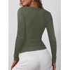 image:imageANRABESS Womens Long Sleeve Henley Tops Ribbed Knit Slim Fitted Trendy T Shirt Basic Tees Layer 2026 Fall Fashion OutfitsArmy Green