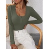 image:imageANRABESS Womens Long Sleeve Henley Tops Ribbed Knit Slim Fitted Trendy T Shirt Basic Tees Layer 2026 Fall Fashion OutfitsArmy Green