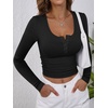 image:imageANRABESS Womens Long Sleeve Henley Tops Ribbed Knit Slim Fitted Trendy T Shirt Basic Tees Layer 2026 Fall Fashion OutfitsBlack