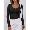 image:imageANRABESS Womens Long Sleeve Henley Tops Ribbed Knit Slim Fitted Trendy T Shirt Basic Tees Layer 2026 Fall Fashion OutfitsBlack