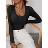 image:imageANRABESS Womens Long Sleeve Henley Tops Ribbed Knit Slim Fitted Trendy T Shirt Basic Tees Layer 2026 Fall Fashion OutfitsBlack