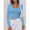 image:imageANRABESS Womens Long Sleeve Henley Tops Ribbed Knit Slim Fitted Trendy T Shirt Basic Tees Layer 2026 Fall Fashion OutfitsBright Blue