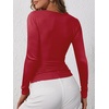 image:imageANRABESS Womens Long Sleeve Henley Tops Ribbed Knit Slim Fitted Trendy T Shirt Basic Tees Layer 2026 Fall Fashion OutfitsBright Red
