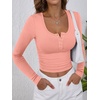 image:imageANRABESS Womens Long Sleeve Henley Tops Ribbed Knit Slim Fitted Trendy T Shirt Basic Tees Layer 2026 Fall Fashion OutfitsCoral