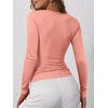 image:imageANRABESS Womens Long Sleeve Henley Tops Ribbed Knit Slim Fitted Trendy T Shirt Basic Tees Layer 2026 Fall Fashion OutfitsCoral