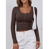 image:imageANRABESS Womens Long Sleeve Henley Tops Ribbed Knit Slim Fitted Trendy T Shirt Basic Tees Layer 2026 Fall Fashion OutfitsDeep Brown