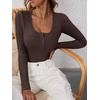 image:imageANRABESS Womens Long Sleeve Henley Tops Ribbed Knit Slim Fitted Trendy T Shirt Basic Tees Layer 2026 Fall Fashion OutfitsDeep Brown