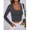 image:imageANRABESS Womens Long Sleeve Henley Tops Ribbed Knit Slim Fitted Trendy T Shirt Basic Tees Layer 2026 Fall Fashion OutfitsDeep Grey