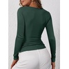 image:imageANRABESS Womens Long Sleeve Henley Tops Ribbed Knit Slim Fitted Trendy T Shirt Basic Tees Layer 2026 Fall Fashion OutfitsForest Green