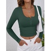 image:imageANRABESS Womens Long Sleeve Henley Tops Ribbed Knit Slim Fitted Trendy T Shirt Basic Tees Layer 2026 Fall Fashion OutfitsForest Green