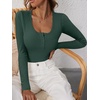 image:imageANRABESS Womens Long Sleeve Henley Tops Ribbed Knit Slim Fitted Trendy T Shirt Basic Tees Layer 2026 Fall Fashion OutfitsForest Green