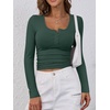 image:imageANRABESS Womens Long Sleeve Henley Tops Ribbed Knit Slim Fitted Trendy T Shirt Basic Tees Layer 2026 Fall Fashion OutfitsForest Green