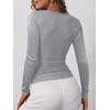image:imageANRABESS Womens Long Sleeve Henley Tops Ribbed Knit Slim Fitted Trendy T Shirt Basic Tees Layer 2026 Fall Fashion OutfitsGrey