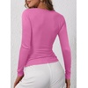 image:imageANRABESS Womens Long Sleeve Henley Tops Ribbed Knit Slim Fitted Trendy T Shirt Basic Tees Layer 2026 Fall Fashion OutfitsHot Pink