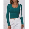 image:imageANRABESS Womens Long Sleeve Henley Tops Ribbed Knit Slim Fitted Trendy T Shirt Basic Tees Layer 2026 Fall Fashion OutfitsLake Green