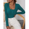 image:imageANRABESS Womens Long Sleeve Henley Tops Ribbed Knit Slim Fitted Trendy T Shirt Basic Tees Layer 2026 Fall Fashion OutfitsLake Green