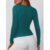 image:imageANRABESS Womens Long Sleeve Henley Tops Ribbed Knit Slim Fitted Trendy T Shirt Basic Tees Layer 2026 Fall Fashion OutfitsLake Green