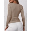 image:imageANRABESS Womens Long Sleeve Henley Tops Ribbed Knit Slim Fitted Trendy T Shirt Basic Tees Layer 2026 Fall Fashion OutfitsLight Khaki