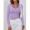 image:imageANRABESS Womens Long Sleeve Henley Tops Ribbed Knit Slim Fitted Trendy T Shirt Basic Tees Layer 2026 Fall Fashion OutfitsLight Purple