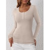 image:imageANRABESS Womens Long Sleeve Henley Tops Ribbed Knit Slim Fitted Trendy T Shirt Basic Tees Layer 2026 Fall Fashion OutfitsNature