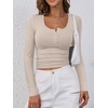 image:imageANRABESS Womens Long Sleeve Henley Tops Ribbed Knit Slim Fitted Trendy T Shirt Basic Tees Layer 2026 Fall Fashion OutfitsNature