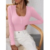 image:imageANRABESS Womens Long Sleeve Henley Tops Ribbed Knit Slim Fitted Trendy T Shirt Basic Tees Layer 2026 Fall Fashion OutfitsPink