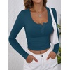 image:imageANRABESS Womens Long Sleeve Henley Tops Ribbed Knit Slim Fitted Trendy T Shirt Basic Tees Layer 2026 Fall Fashion OutfitsTeal Blue