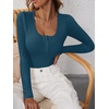 image:imageANRABESS Womens Long Sleeve Henley Tops Ribbed Knit Slim Fitted Trendy T Shirt Basic Tees Layer 2026 Fall Fashion OutfitsTeal Blue