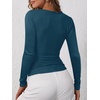image:imageANRABESS Womens Long Sleeve Henley Tops Ribbed Knit Slim Fitted Trendy T Shirt Basic Tees Layer 2026 Fall Fashion OutfitsTeal Blue