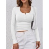 image:imageANRABESS Womens Long Sleeve Henley Tops Ribbed Knit Slim Fitted Trendy T Shirt Basic Tees Layer 2026 Fall Fashion OutfitsWhite