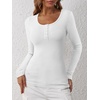 image:imageANRABESS Womens Long Sleeve Henley Tops Ribbed Knit Slim Fitted Trendy T Shirt Basic Tees Layer 2026 Fall Fashion OutfitsWhite