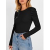 image:imageANRABESS Womens Puff Long Sleeve Shirts Comfy Stretchy Ribbed Knit Fitted Tops Trendy Fall Winter Tee for Work amp CasualBlack