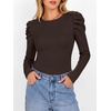 image:imageANRABESS Womens Puff Long Sleeve Shirts Comfy Stretchy Ribbed Knit Fitted Tops Trendy Fall Winter Tee for Work amp CasualCoffee