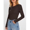 image:imageANRABESS Womens Puff Long Sleeve Shirts Comfy Stretchy Ribbed Knit Fitted Tops Trendy Fall Winter Tee for Work amp CasualCoffee