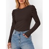 image:imageANRABESS Womens Puff Long Sleeve Shirts Comfy Stretchy Ribbed Knit Fitted Tops Trendy Fall Winter Tee for Work amp CasualCoffee
