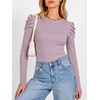 image:imageANRABESS Womens Puff Long Sleeve Shirts Comfy Stretchy Ribbed Knit Fitted Tops Trendy Fall Winter Tee for Work amp CasualPurple