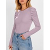 image:imageANRABESS Womens Puff Long Sleeve Shirts Comfy Stretchy Ribbed Knit Fitted Tops Trendy Fall Winter Tee for Work amp CasualPurple