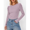 image:imageANRABESS Womens Puff Long Sleeve Shirts Comfy Stretchy Ribbed Knit Fitted Tops Trendy Fall Winter Tee for Work amp CasualPurple